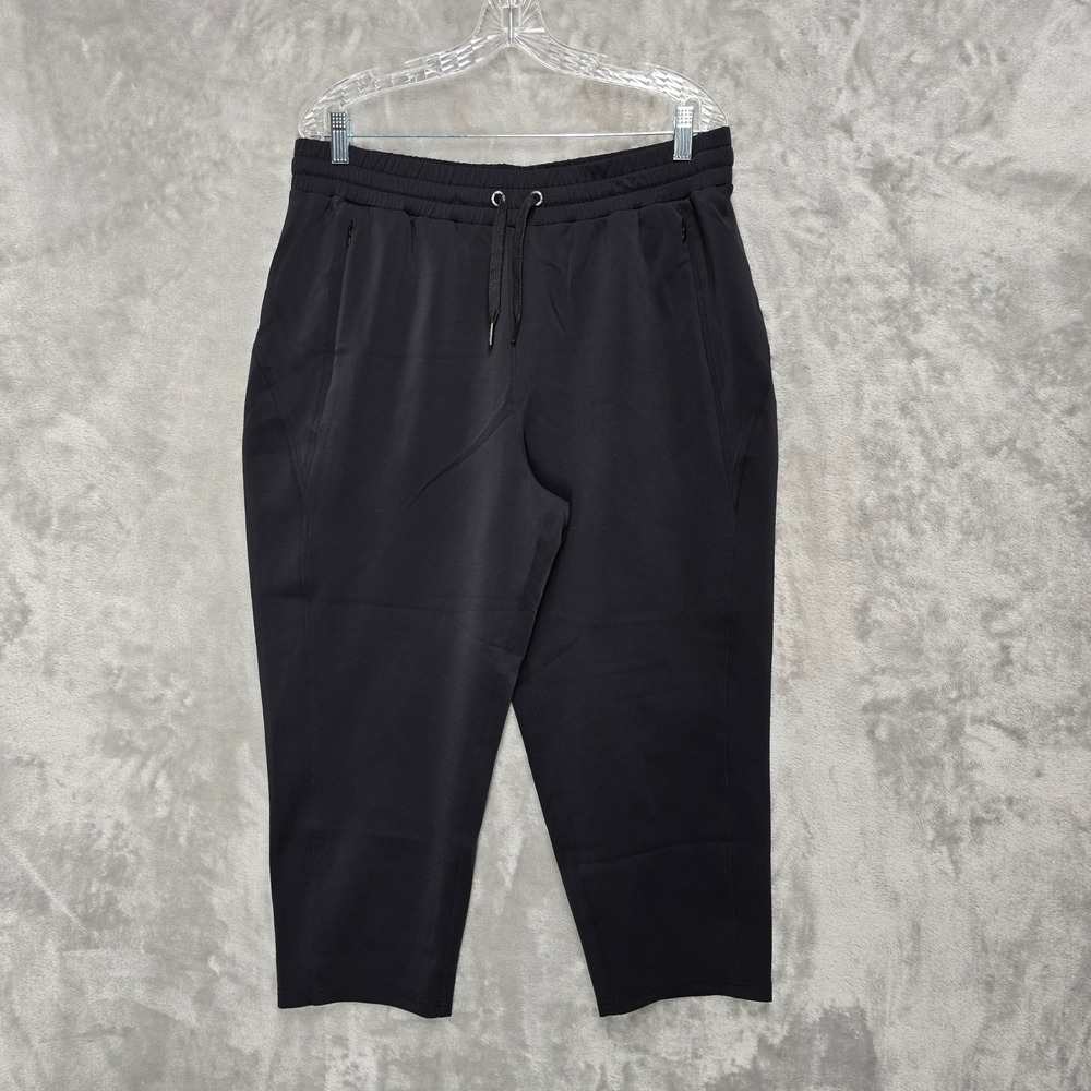 Sweaty Betty Black Athleisure Capri Pants Sz XL Elastic Waist Drawstring Pockets